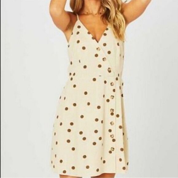 Altar’d State Jenna linen blend polka dot boho dress size L - Picture 1 of 13